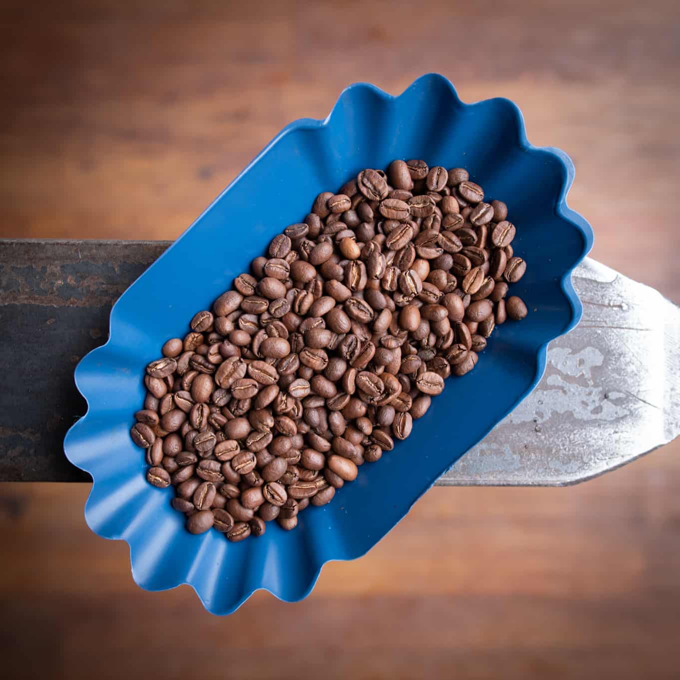 container of roasted coffee beans