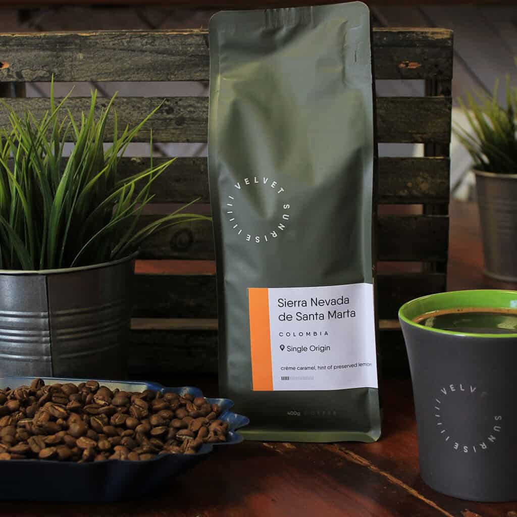 Fair trade, Organic, Sierra Nevada de Santa Marta single origin coffee from Colombia