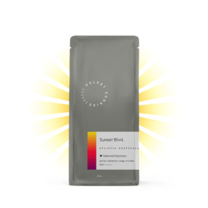 bag of Velvet Sunrise Coffee Roasters Sunset Blvd. medium roast espresso blend